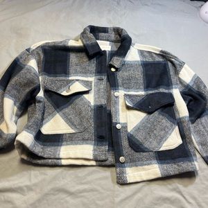 Plaid Button Down Shirt - Blue and White